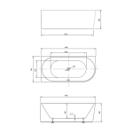 Ванна акриловая Vincea VBT-402-1500L, 1500*750*580, цвет белый, левая, щелевой перелив