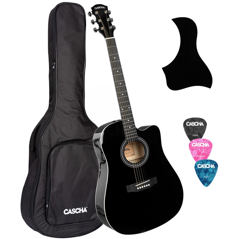 CASCHA CGA100-BK Student Series Acoustic Guitar BLack 4/4 (incl, padded bag, 3 picks)