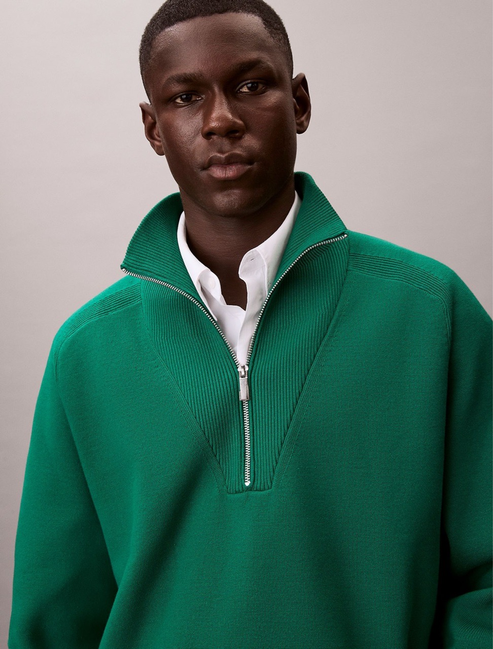 Свитер Calvin Klein Tech Knit Quarter Zip Sweater Deco Green