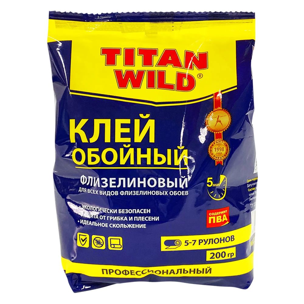 Клей обойный Титан Wild  д/флизелин. обоев  200г (мягкая пачка)