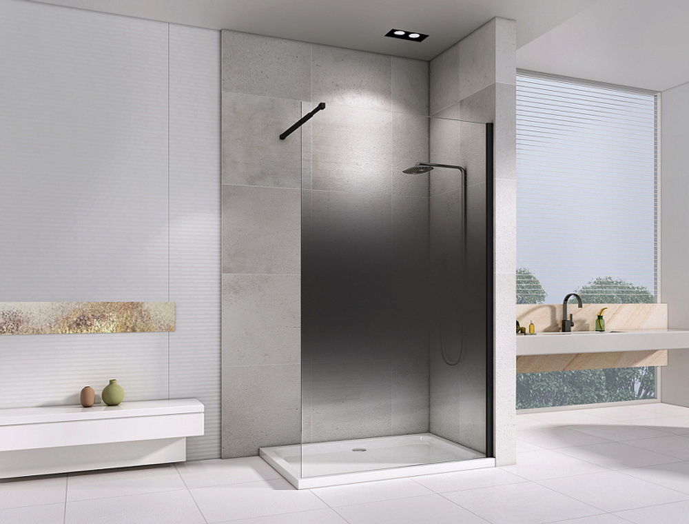 Душевая перегородка Abber Immer Offen 120 AG69123BS профиль Черный стекло прозрачное тонированное