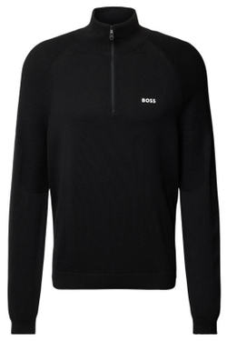 Мужская теннисная кофта BOSS Perform Max Zip Neck - черный