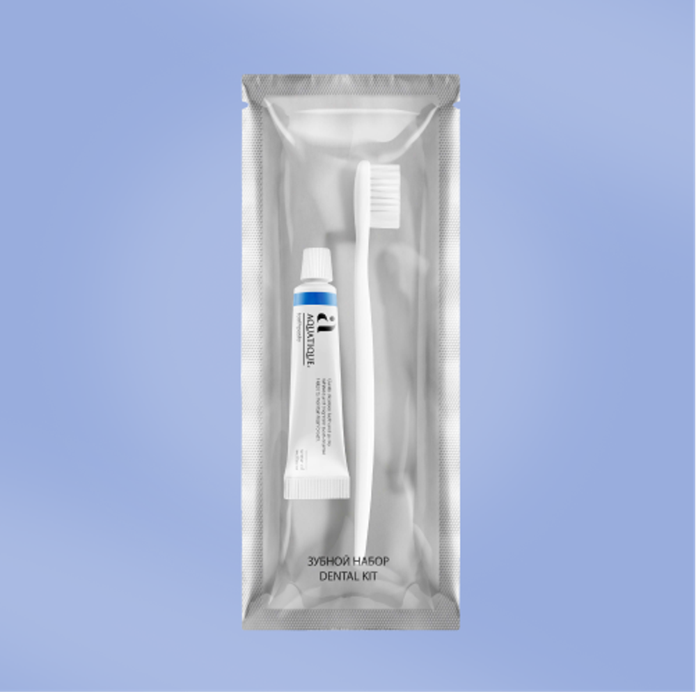 Зубной набор (100 шт.): щетка Капля, паста в мини-тюбике, в метал. пакете