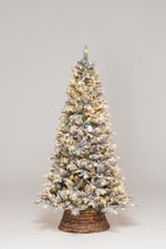Заснеженная елка с гирляндой 2в1 "Скандинавия" с шишками (Литая+пвх) от 2,1 м до 3 м