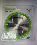 Диск пильный  по дереву для циркулярной пилы Greenworks, Арт. 2943407, 184x20 мм, 24T