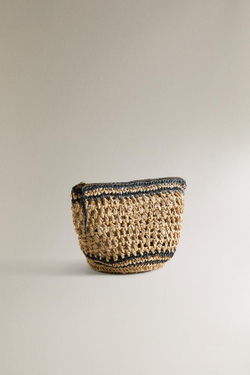 ZARA HOME ПЛЕТЕНАЯ БУМАЖНАЯ СУМКА-КЛАТЧ, ДВУХЦВЕТНЫЙ