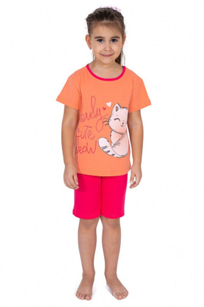 К2243-6011 красно-розовый+морковный пижама для девочки Basia.