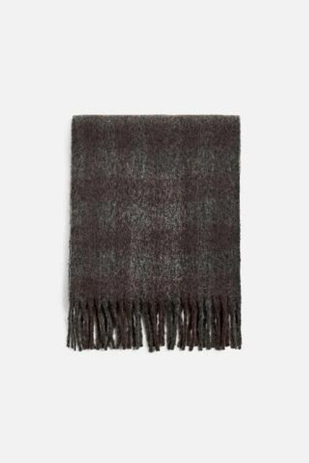 ZARA ШАРФ В КЛЕТКУ, ЧЕРНЫЙ