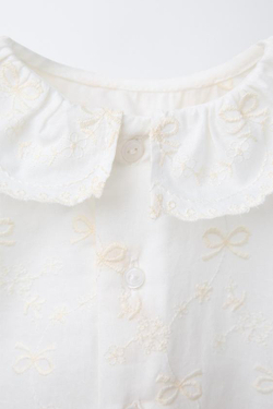 ZARA БЛУЗА И ТРУСЫ С ВЫШИВКОЙ И ЗАВЯЗКАМИ, СВЕТЛЫЙ ЭКРЮ