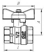 Кран шаровой 3/4 ВР/НР DN20 PN40 (Ручка - Бабочка)