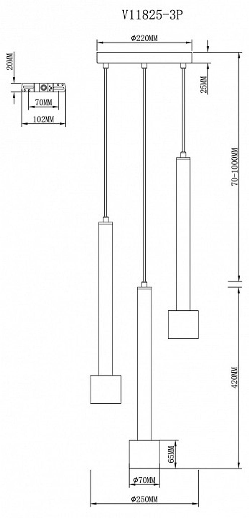Подвесной светильник Moderli Malet V11825-3P