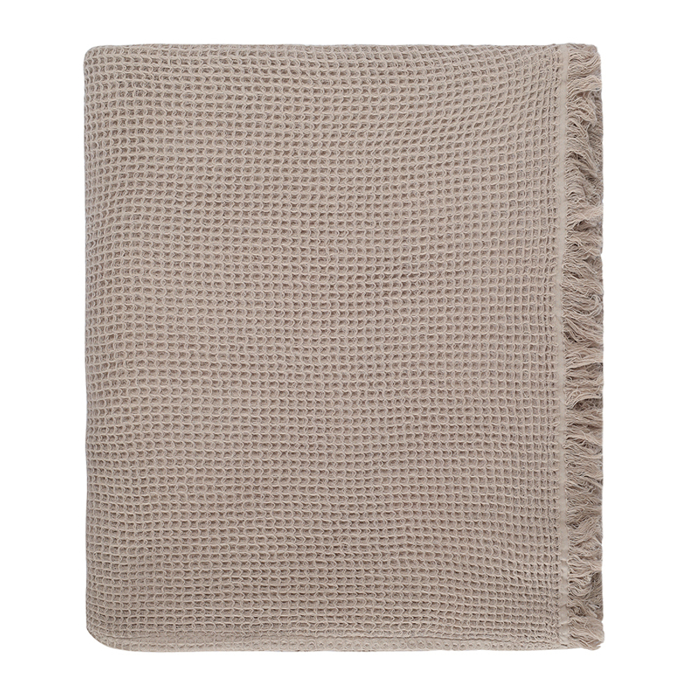 Покрывало вафельное из хлопка серо-бежевого цвета из коллекции essential, 180х250 см