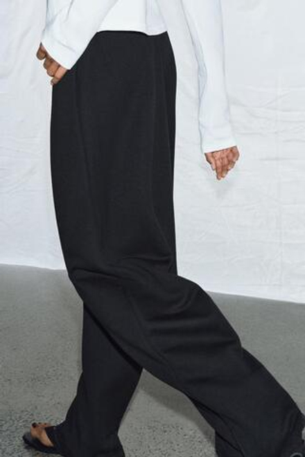 ZARA ШИРОКИЕ БРЮКИ ПРЯМОГО КРОЯ, ЧЕРНЫЙ