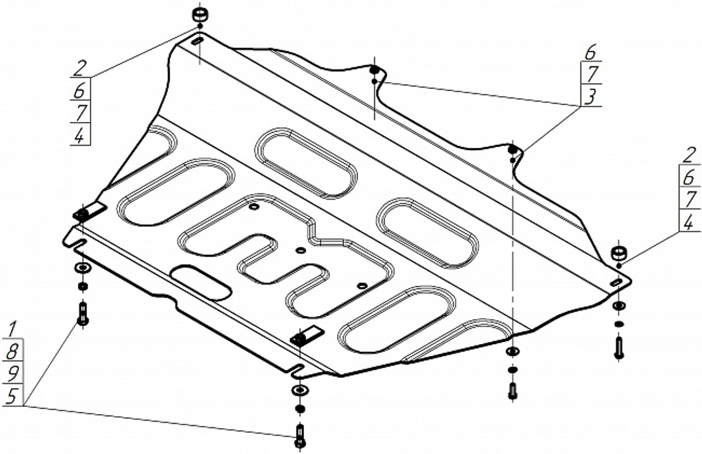 Защита картера двигателя, КПП. 2 мм, Сталь. для Lada Iskra 2025-н.в., Motodor.72105