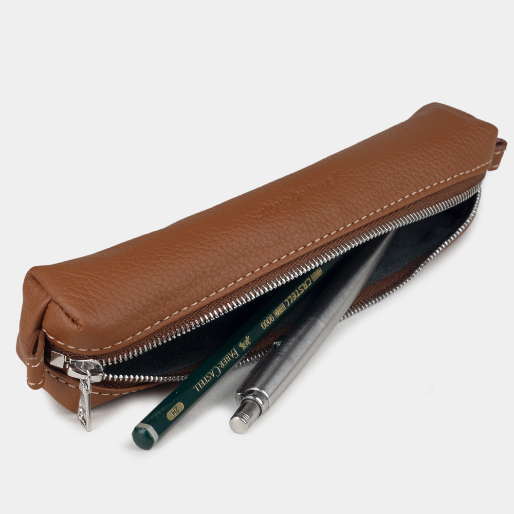 Пенал Cartouche из кожи теленка цвета карамель