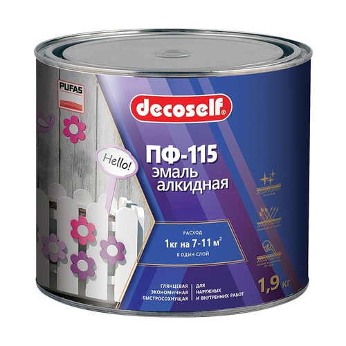 ПУФАС Эмаль ПФ-115 белая матовая Decoself (1,9 кг)