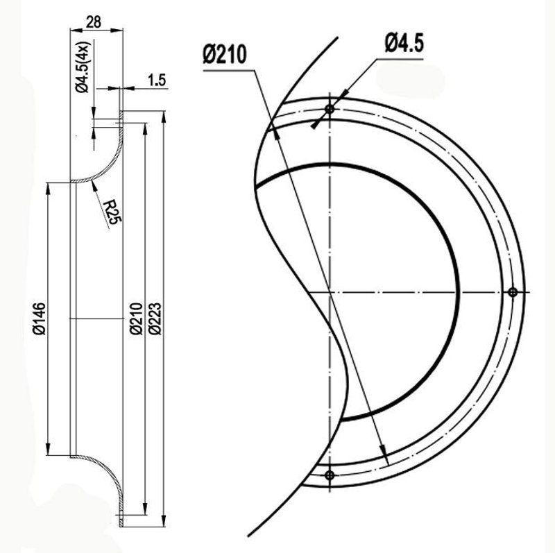 Диффузор для центробежного вентилятора диаметр 225 мм., аналог 96358-2-4013 ebmpapst