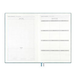 Ежедневник-органайзер недатированный ESCALADA, А5+, 160 л., арт. 70549/ 10 САРЖА ПЕПЕЛЬНО-ГОЛУБОЙ (кожзам: 146х211 мм, 175x225 мм, твёрдый переплёт с поролоном, материал обложки: искусственная кожа "Буйвол", искусственная кожа "Саржа"; способ креплен