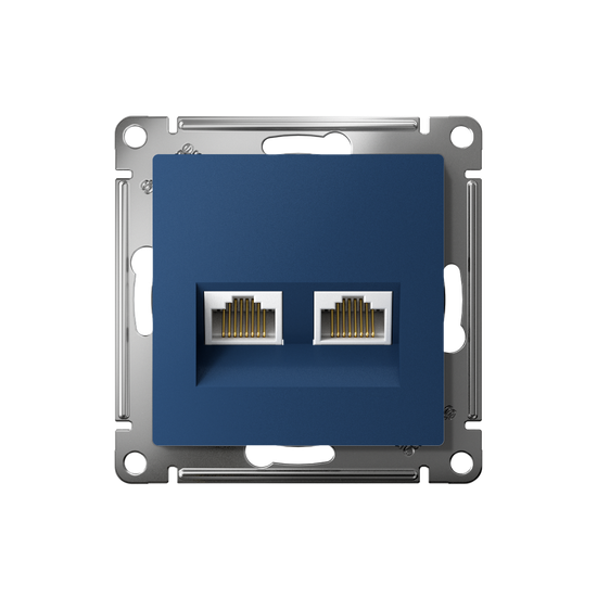 Розетка компьютерная 2-м AtlasDesign RJ45+RJ45 кат.5E механизм аквамарин SE ATN001185