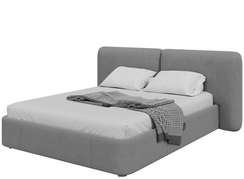 Кровать с подъемным механизмом Hub Soft 160 см (светло-серый, твид)