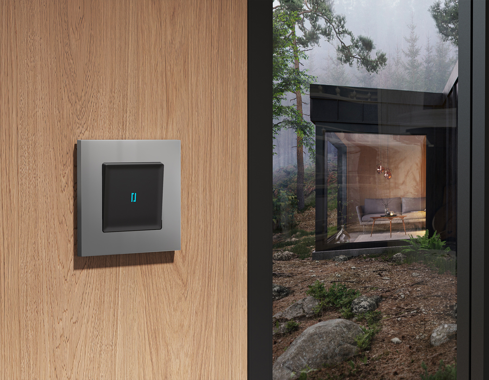 MA802040 Комплект механизма 1-кл проходного выключателя с подсветкой 10000K ALFA Черный матовый QUANT (AP8020, VM105, G29B)