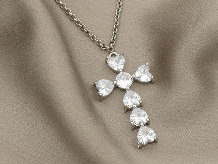 Подвеска Крестик со стразами, 35мм