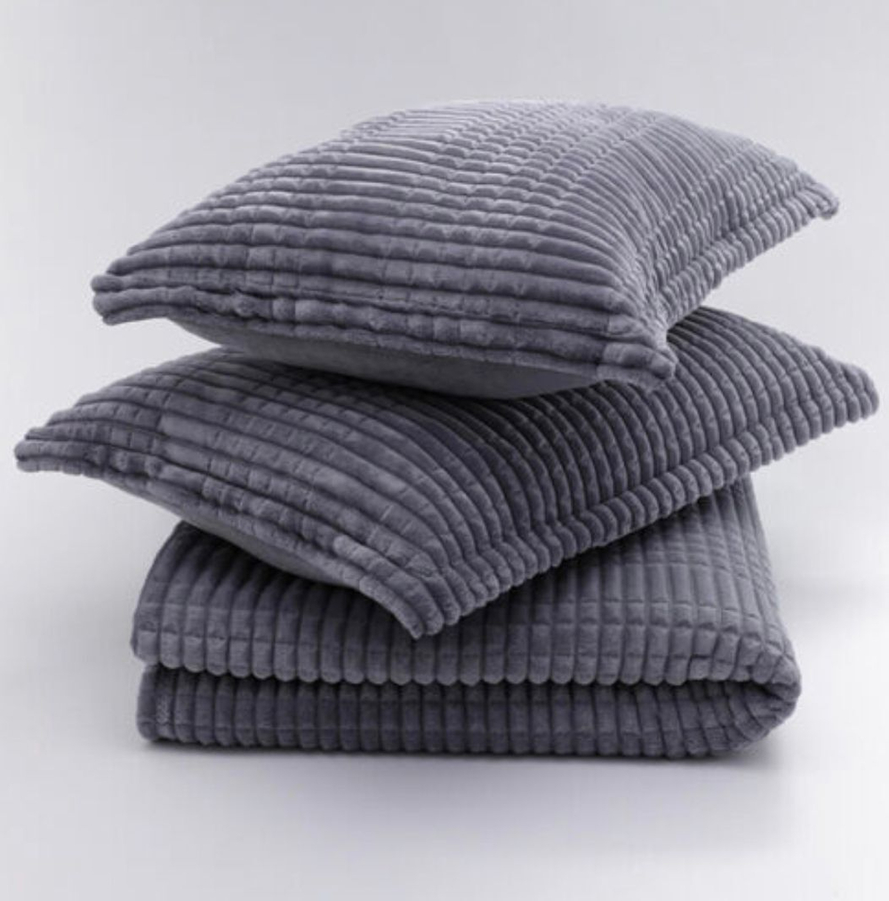ZEPHYR HOME Merinos Покрывало 220х240 Велюр теmно сеpый