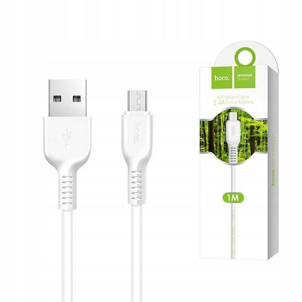 Дата-кабель универ. micro USB /Android/ 1 м, 2.4А, белый (HOCO.)