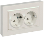 BRITE Розетка 2-местная с заземлением без защитных шторок плоская 16А в сборе РСПл12-3-БрЖ жемчуг IEK