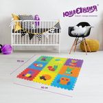 Коврик-пазл напольный 0,9х0,9 м мягкий "Зверушки", 9 частей 30х30 см, толщина 1 см, ЮНЛАНДИЯ, 664666