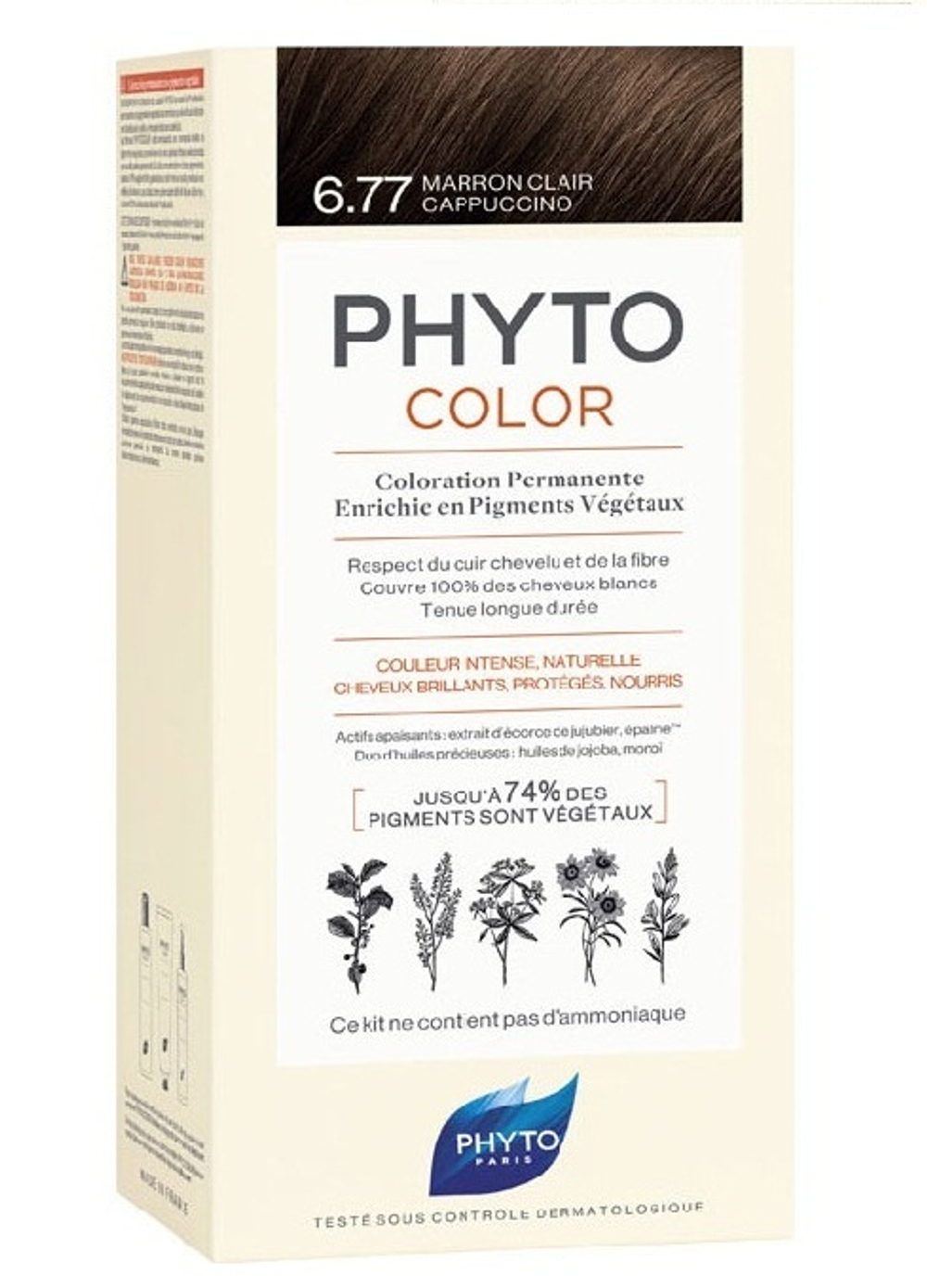 PHYTOSOLBA ФИТО крем-краска для волос тон 6.77 Светлый каштан - капучино Phyto Permanent color 6.77 Light Brown Cappuccino 50/50/12