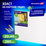 Холст на картоне (МДФ), 20*40см, грунтованный, хлопок, мелкое зерно, B ART CLASSIC