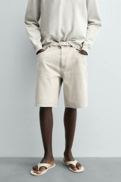 ZARA ДЖИНСОВЫЕ ШОРТЫ REGULAR FIT, ПЕСОЧНЫЙ