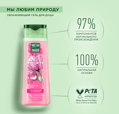 Чистая линия гель для душа Увлажняющий 250мл.