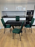 Кухонный раскладной стол "Прадо" черный мрамор и 4 стула Милан