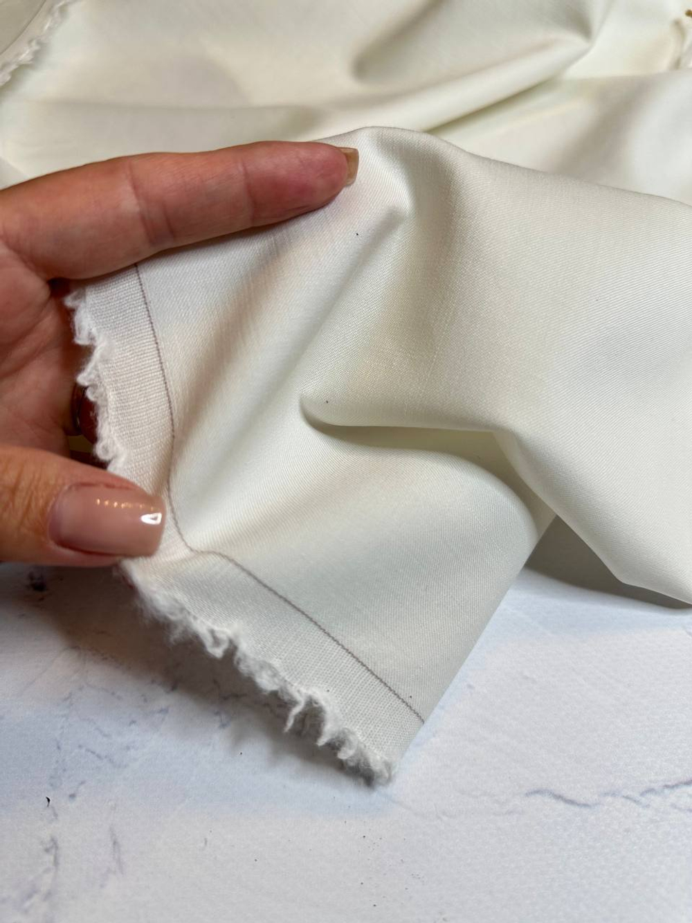 Костюмно-плательная однотонная шерсть (L.Piana, 100%шерсть, Сливочная вуаль, 148, 270 гр/м2)