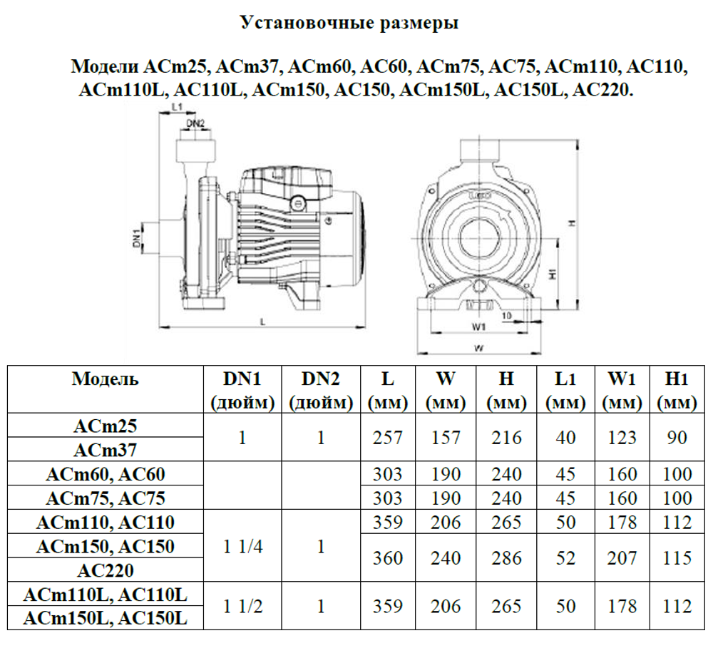 Центробежный насос LEO ACm110