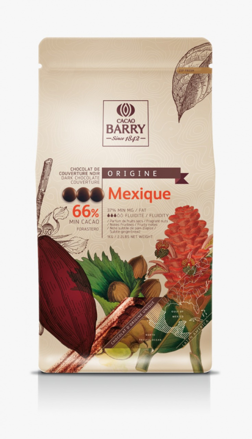 Шоколад Cacao Barry MEXICO 66% Черный кувертюр (Пакет 1 кг)