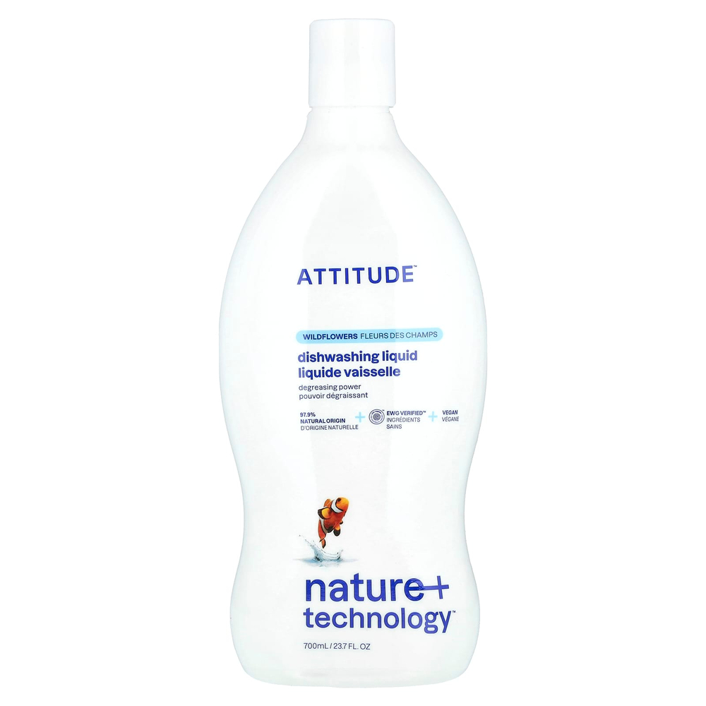 ATTITUDE, Nature + Technology ™, средство для мытья посуды, полевые цветы, 700 мл (23,7 жидк. Унции)