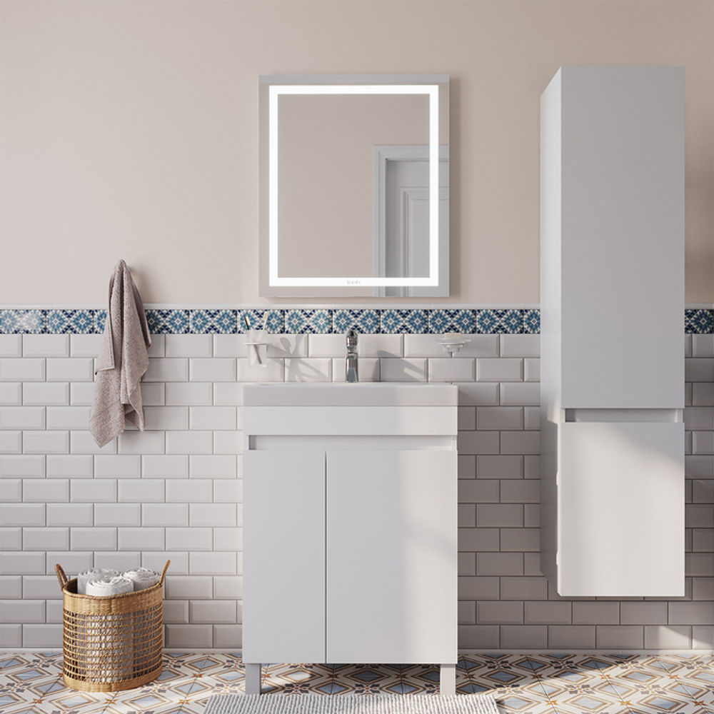 Тумба с умывальником напольная с дверцами IDDIS Zodiac, белая, 60 см, ZOD6CDFi95K