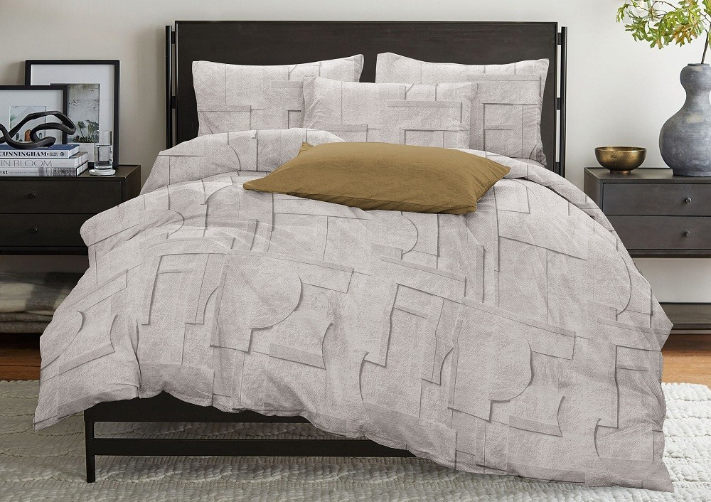 Комплект постельного белья Евро с простыней на рез.160х200 БЯЗЬ "Пазл" (нав. 50х70 или 70х70)