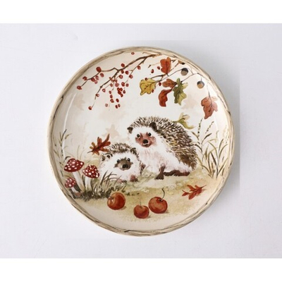 Обеденная тарелка "Золотая осень. Ежики" 21,6х21,6х2,3см Керамика