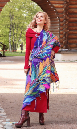 Шаль "Перо Жар-Птицы лиловый"