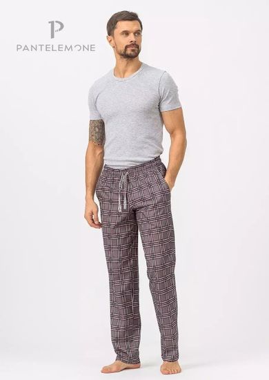 Брюки мужские Pantelemone PDBB-164, клетка серая/бордовая