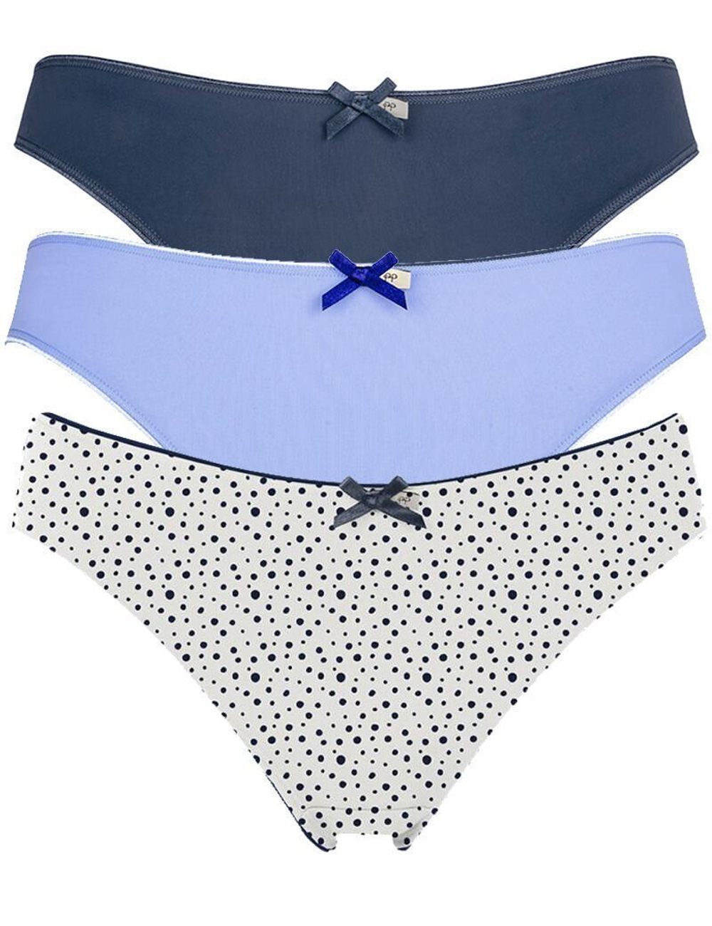 Набор из 3 сине-белых трусиков-слип Olivia (Размер: L) (Цвет: синий с белым)