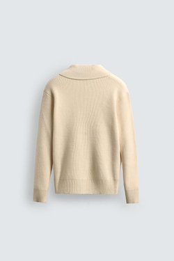 ZARA ПОЛО ИЗ ДВУХИЗНАНОЧНОГО ТРИКОТАЖА, ЭКРЮ