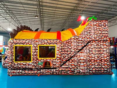 Коммерческий надувной батут «Драконье логово», с крышей, 12*8*7 м