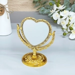 Зеркало настольное в пластиковой оправе «Версаль - Сердце», цвет золото, двухстороннее, 17см.