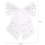 Заколка для волос 16х14 см, баретте с бантом и бусинами, белый, MONTE VITA, 457120