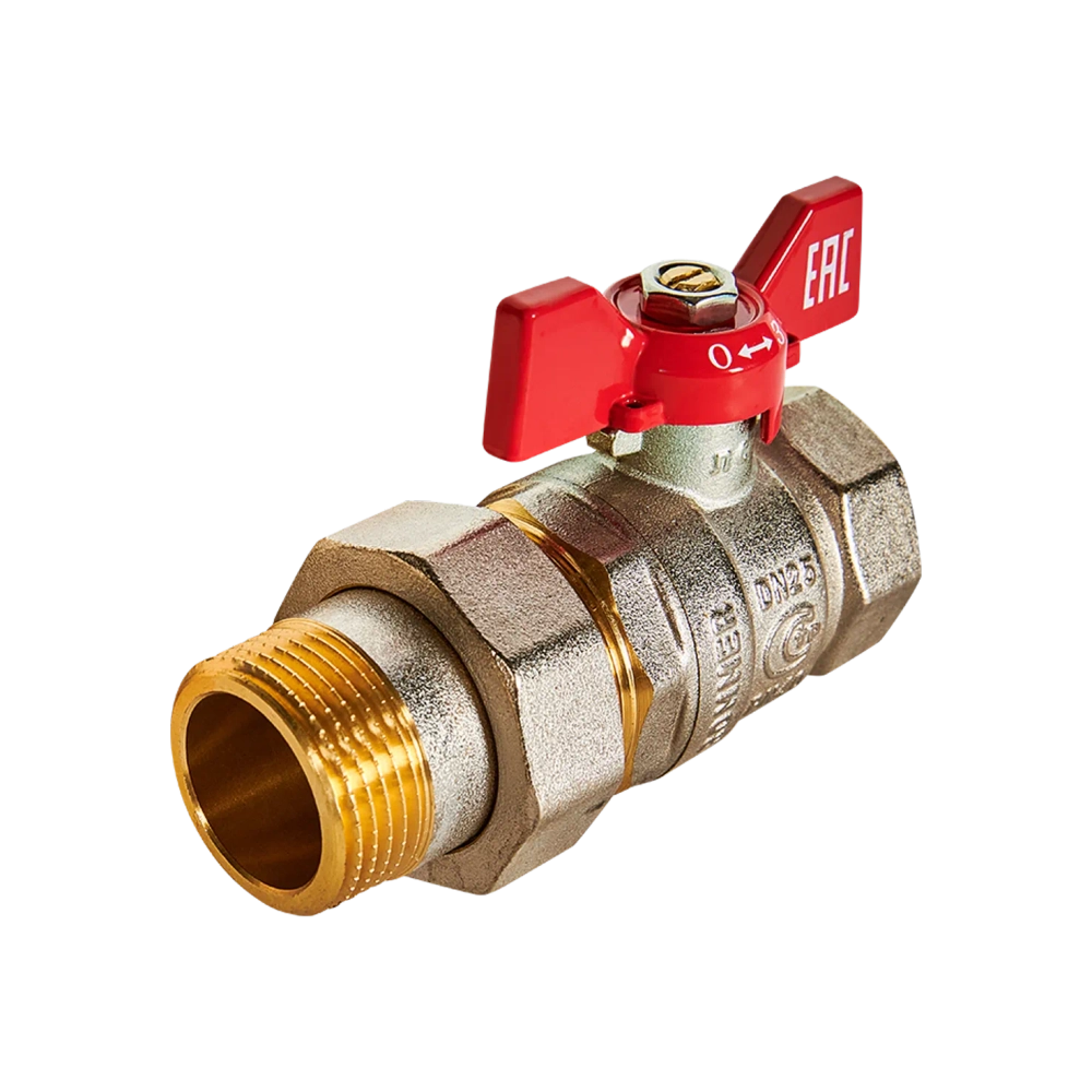 Кран шаровой полнопроходной ROMMER - 1" (ВР/НР, PN40, ручка-бабочка)